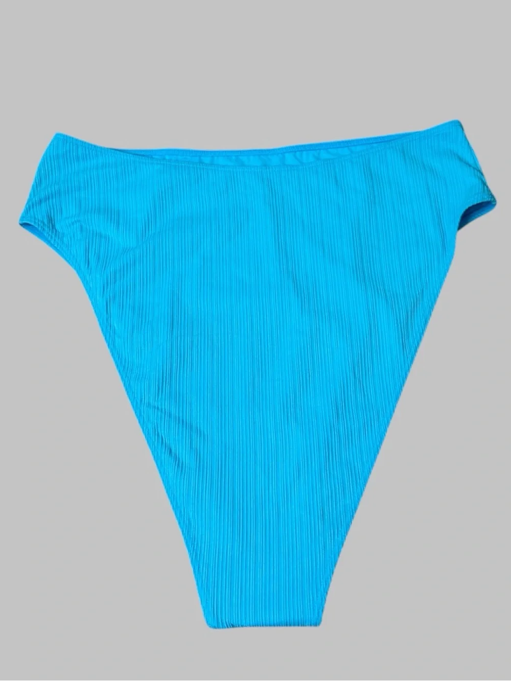 Frankie's Bikinis Campbell Plisse Anne High-Waist Aquamarine Bikini Bottoms